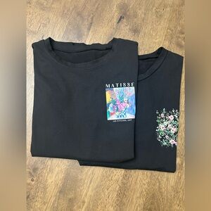 Matisse Art Graphic Black Tee Bundle with Multicolor Floral Print Size L